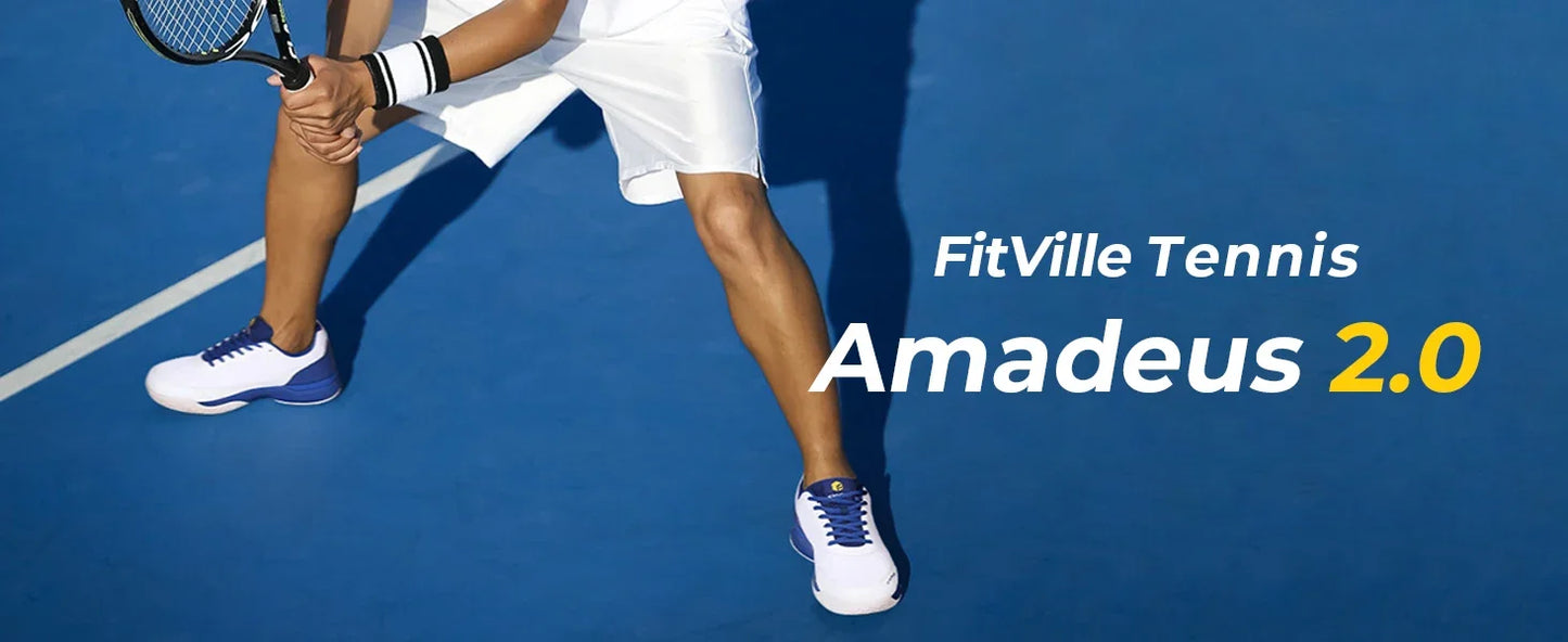 Zapatillas de tenis FitVille para hombre, versión ancha 2E, calzado deportivo profesional de entrenamiento, transpirable y antideslizante, para deportes de raqueta, con soporte para el arco plantar