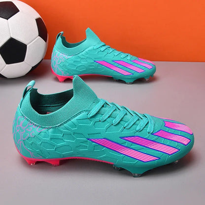 Professional Men's Ankle Football Boots Outdoor Grass Cleats Unisex Soccer Shoes Long Spikes FG Football Shoes Chuteira Society