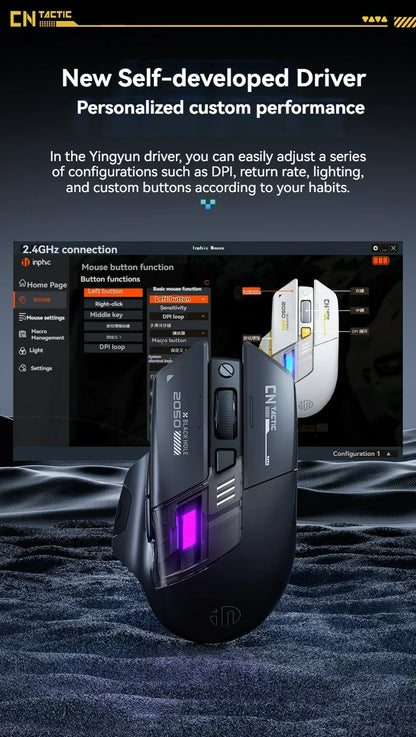 Inphic A9 Explorer V2 Three-mode Gaming Mouse Indicator DPI Adjustable Macro-driver Ergonomics 12000DPI 1000Hz rate of return