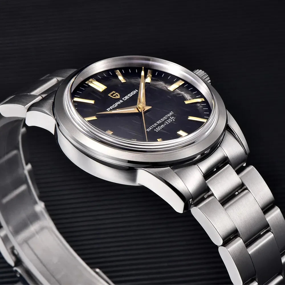 PAGANI DESIGN 40MM Meteorit-Zifferblatt Herren-Quarzuhr Luxus Business Saphir 316L Edelstahl 100M wasserdichte Uhr für Herren