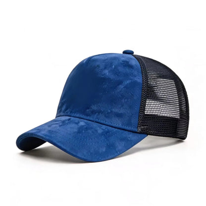 New Summer Mesh Baseball Cap Women Men Solid Suede Cap Patch Snapback Hat Casual Breathable Unisex Street Hip Hop Trucker Caps