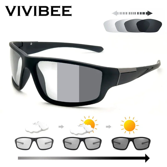 VIVIBEE Sports Men Photochromic Sunglasses Polarized Black Goggles Women Color Changing Driving Discoloration UV400 Sun Glasses