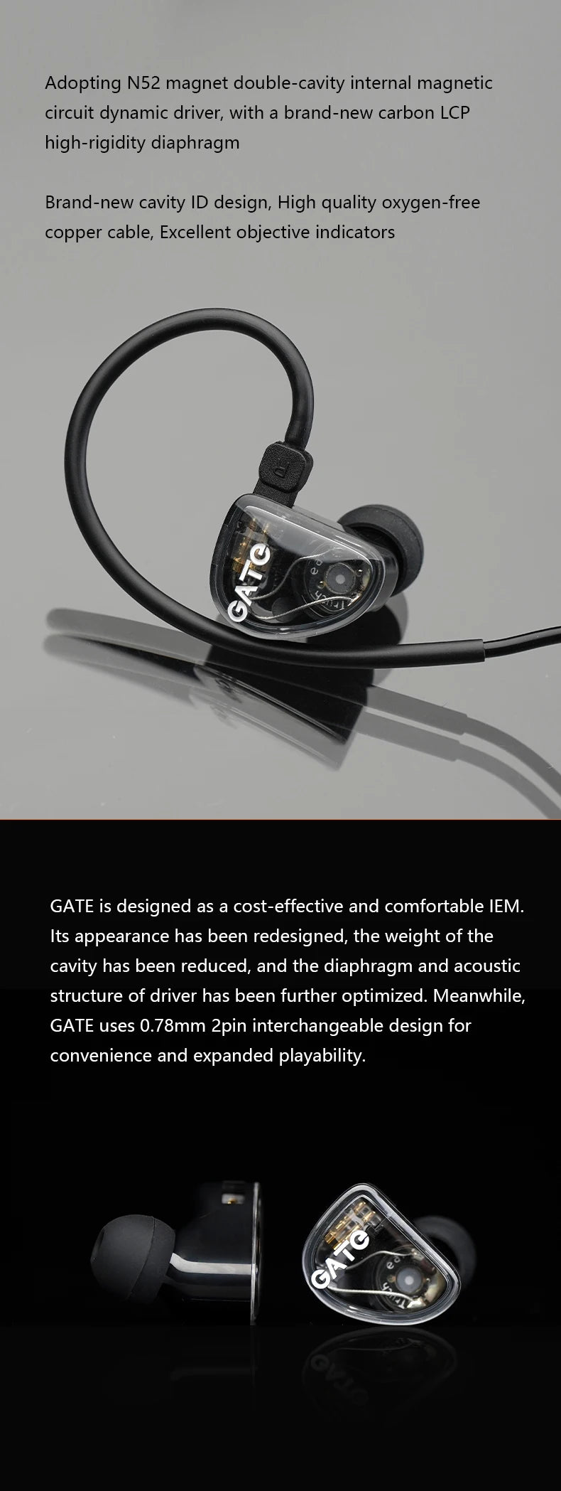 TRUTHEAR GATE Earphone Dynamic In-Ear Headphone with 0.78 2 pin Cable Gaming Earbuds