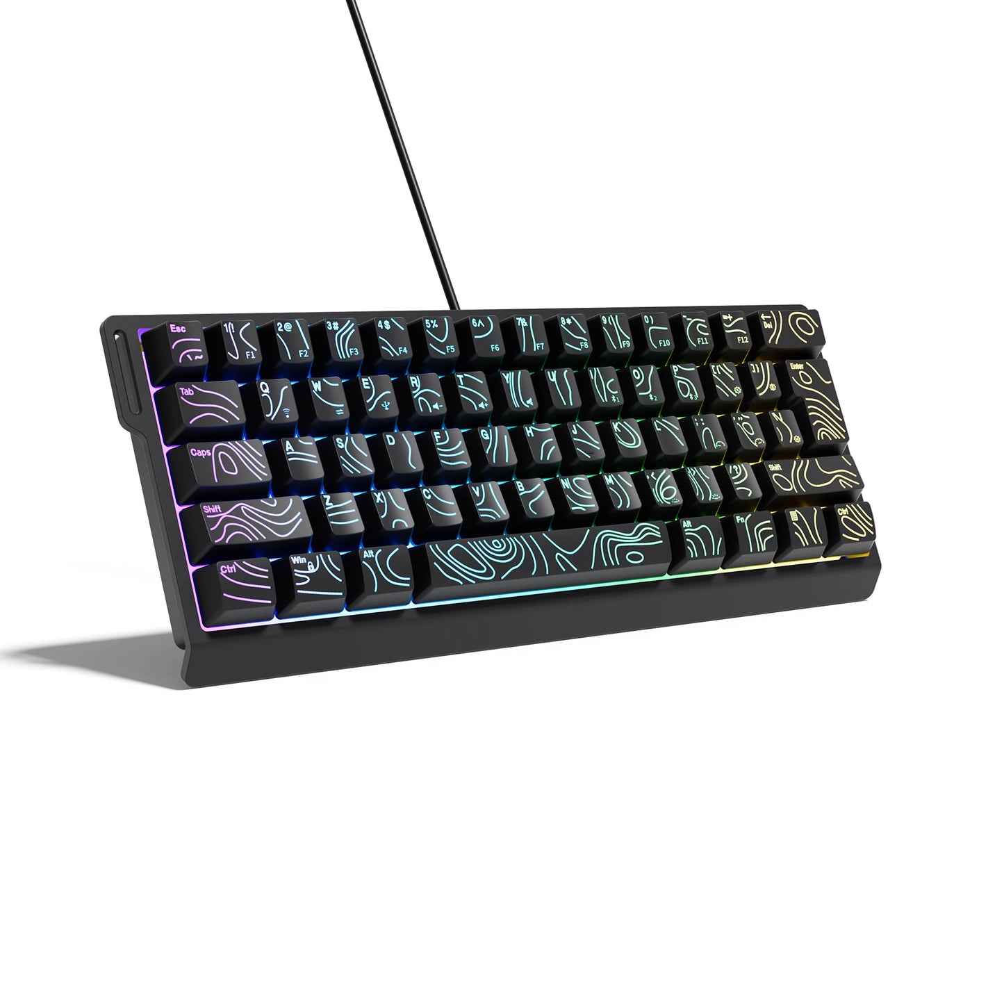 60% compact wired keyboard with RGB backlighting and gradient keycaps are suitable for Windows tablets, laptops and gamers.