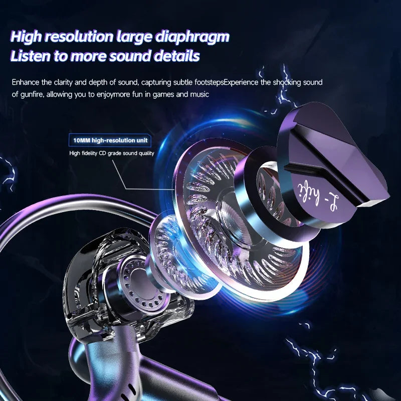 Gaming Earbud Gamer Headphone With Dual Microphones Typec&3.5mm In-ear Earphones HiFi Stereo Headsets Sport with Mic for Samsung