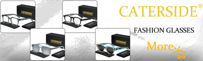 CATERSIDE Blue Rectangular Sunglasses Men Rimless Metal Fashion Square Sun Glasses For Women Gradient Lens Outdoor Eyewear UV400