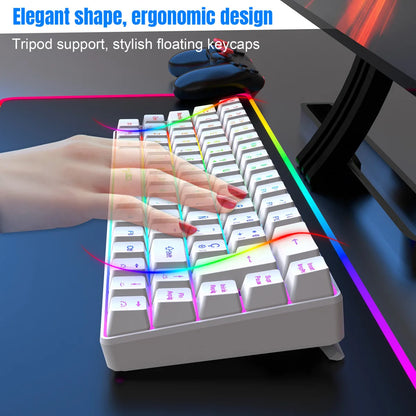 RGB backlit keyboard Russian 69 keys white membrane gaming wired ergonomic Keyboards for compact mini  for pc laptop color black