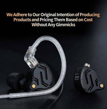 KZ ZS12 PRO X hybridní dynamická technologie a technologie Balanced Armature, IEM sluchátka do uší, vylepšený HiFi basový in-ear headset s ladicím kabelem