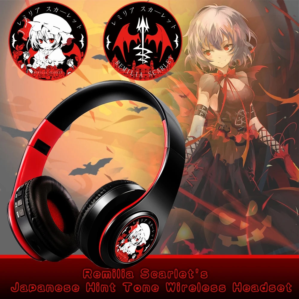 Japan Anime Headphone Demon Slayer Kimetsu No Yaiba Kamado Tanjirou Cosplay Bluetooth Headset Earphone with Mic Support TF Card