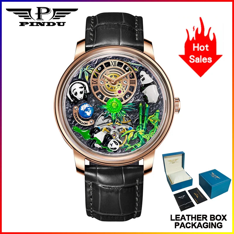 PINDU Panda National Treasure Series Mechanical Watch Men M2791B Movement Sapphire Mirror Waterproof Automatic Mechanical Watch