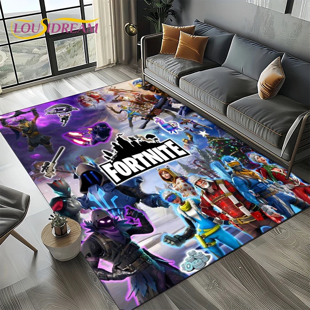 2025 New Style Fortnite-e Cartoon Rug Carpet for Living Room Bedroom Decor, Floor Mat Non-slip Decoration for Sofa Doormat Kids