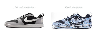 Custom Sneakers Nike Court Borough Drippy for Men Gray Area Theme American Retro Style Hand-drawn Graffiti Remake Versatile