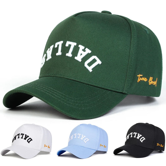 Unisex DALLAS Letter Embroidery Baseball Caps Adjustable Casual Hats Spring and Autumn Outdoor Sunscreen Hat