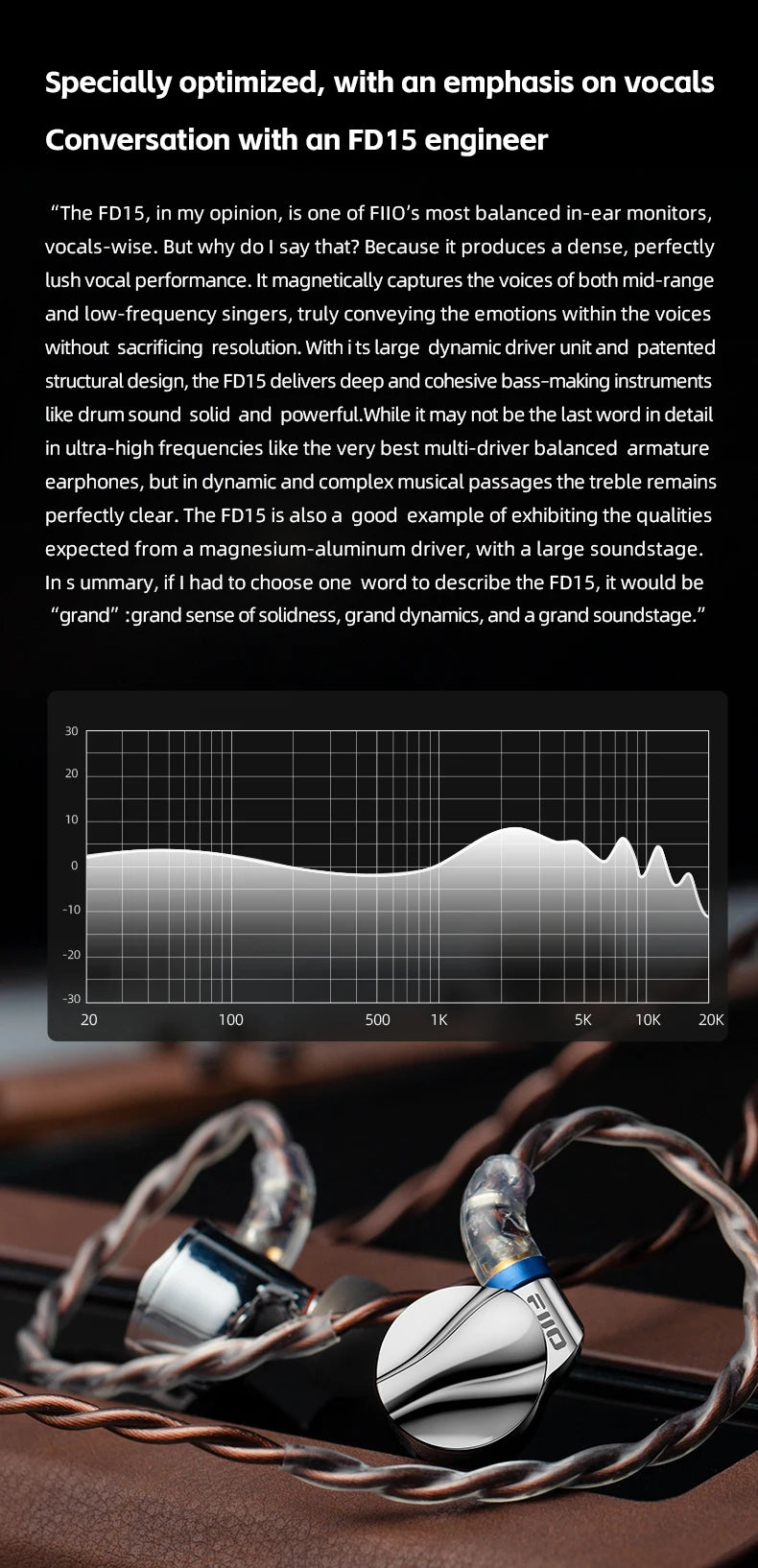 FiiO FD15 13.8mm DLC Dynamic Driver In-Ear Earphone Hi-Res Audio Magnalium Detachable MMCX Cable Wired HiFi Earbuds Shanling