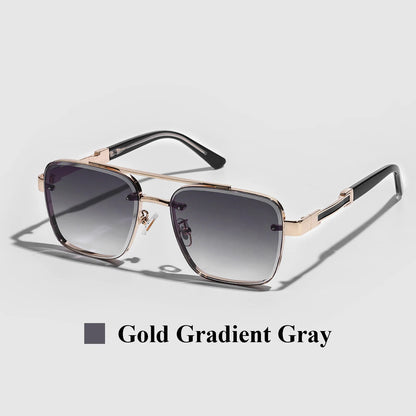 Ruiao Square Mens Designer Sunglasses Metal Frame Gradient Luxury Shades UV400 Rectangle Pilot Sun Glasses for Men