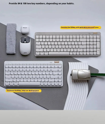 Lofree Flow Lite Wireless Mechanical Keyboard&PU Bag Lighter&Silenter POM Switch 2.4G Bluetooth&Wired Office Typing Gasket 84key
