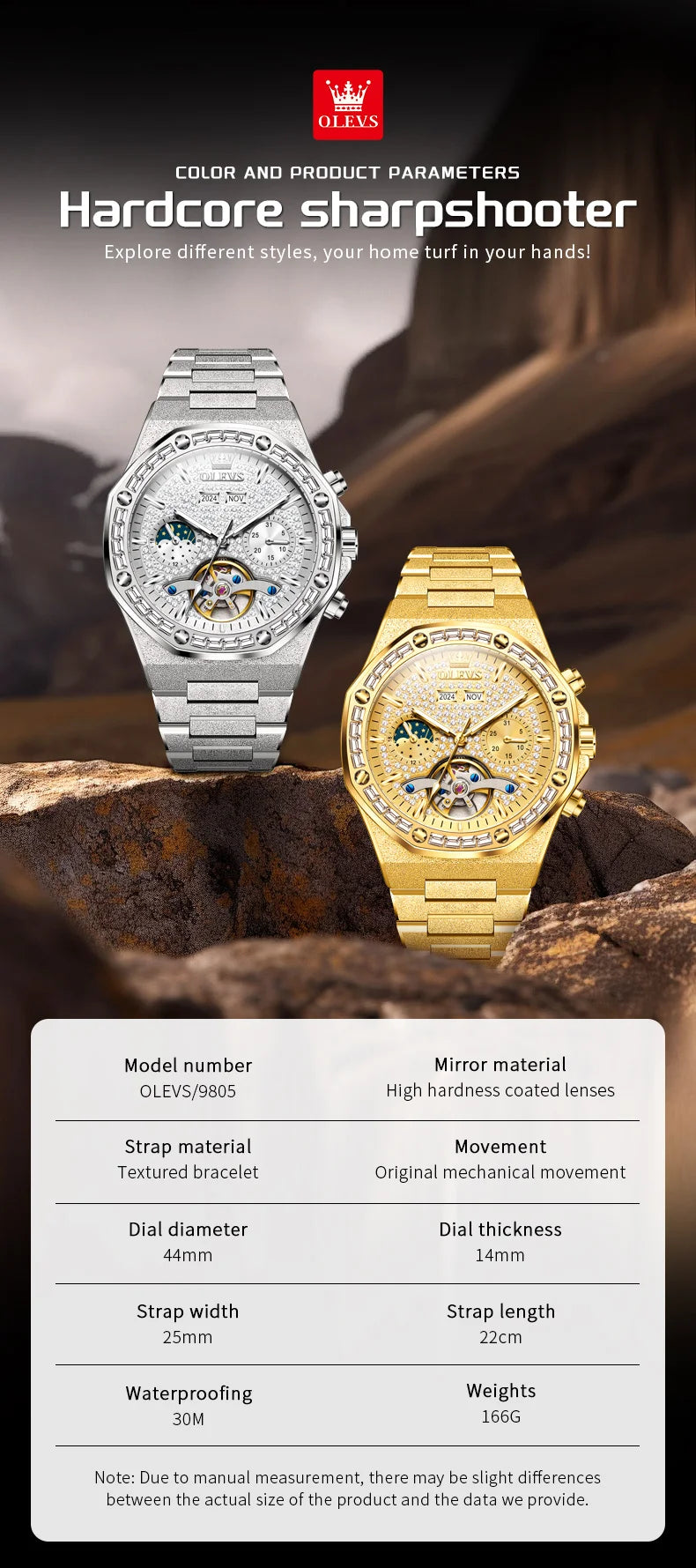 OLEVS Gold Steel Men's Watches Top Brand Automatic Mechanical Luxury Watch Sport Waterproof Tourbillon Wrist Watch Reloj Hombre