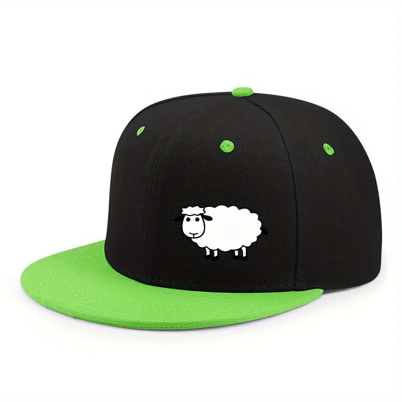 Unisex Adjustable Baseball Cap - Street Style Flat Brimmed Sheep Pattern Hat Casual Versatile And Personalized Hat