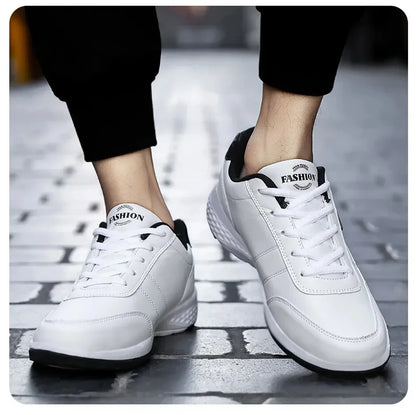 Leather Sneakers for Men, Casual Shoes, Soft Sole, Outdoor Walking Shoes, Sports, Four Seasons