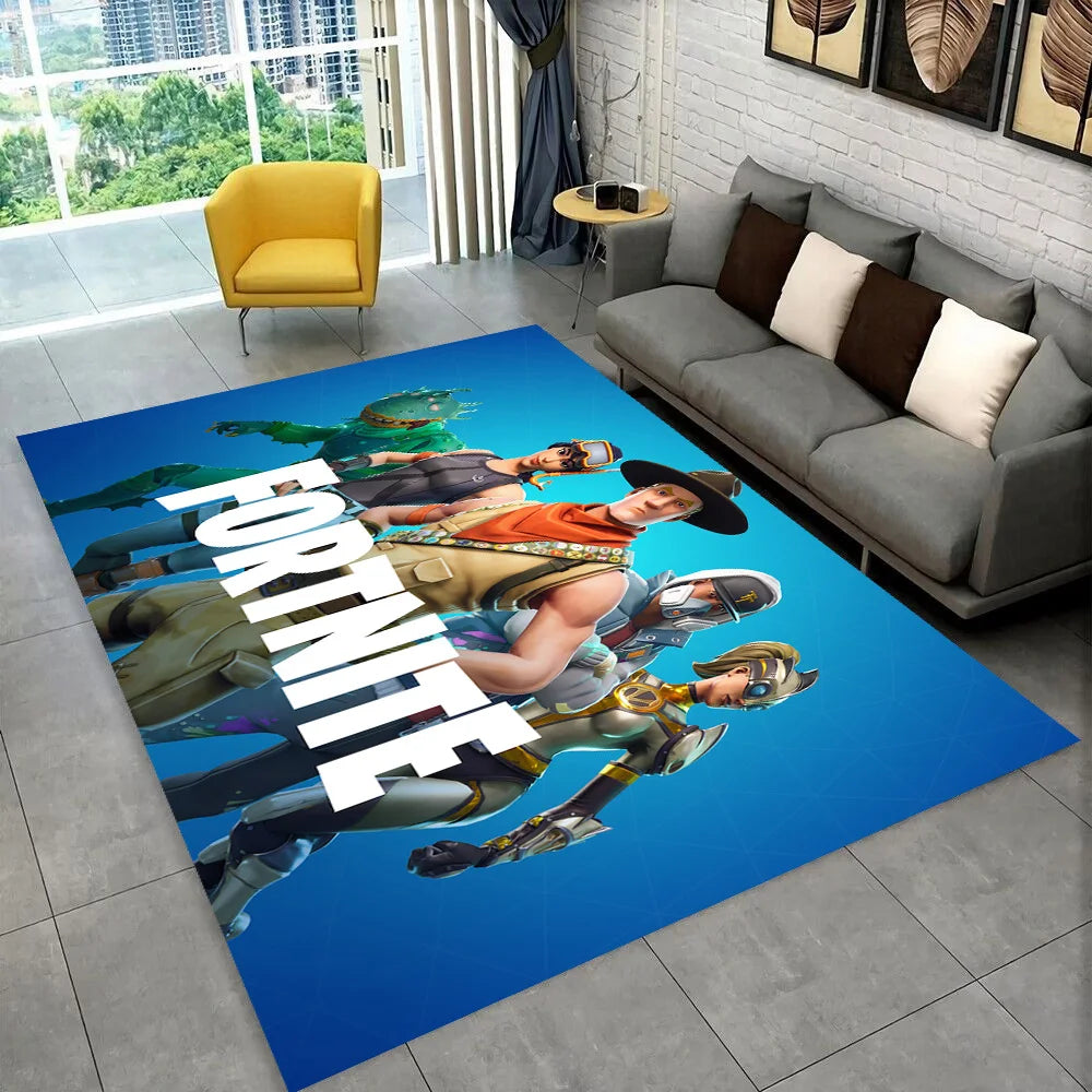 Tappeto F-Fortnites Cartoon Game per sala giochi, camera da letto, soggiorno, divano e decorazione d’ingresso, tappeto da area antiscivolo, idea regalo