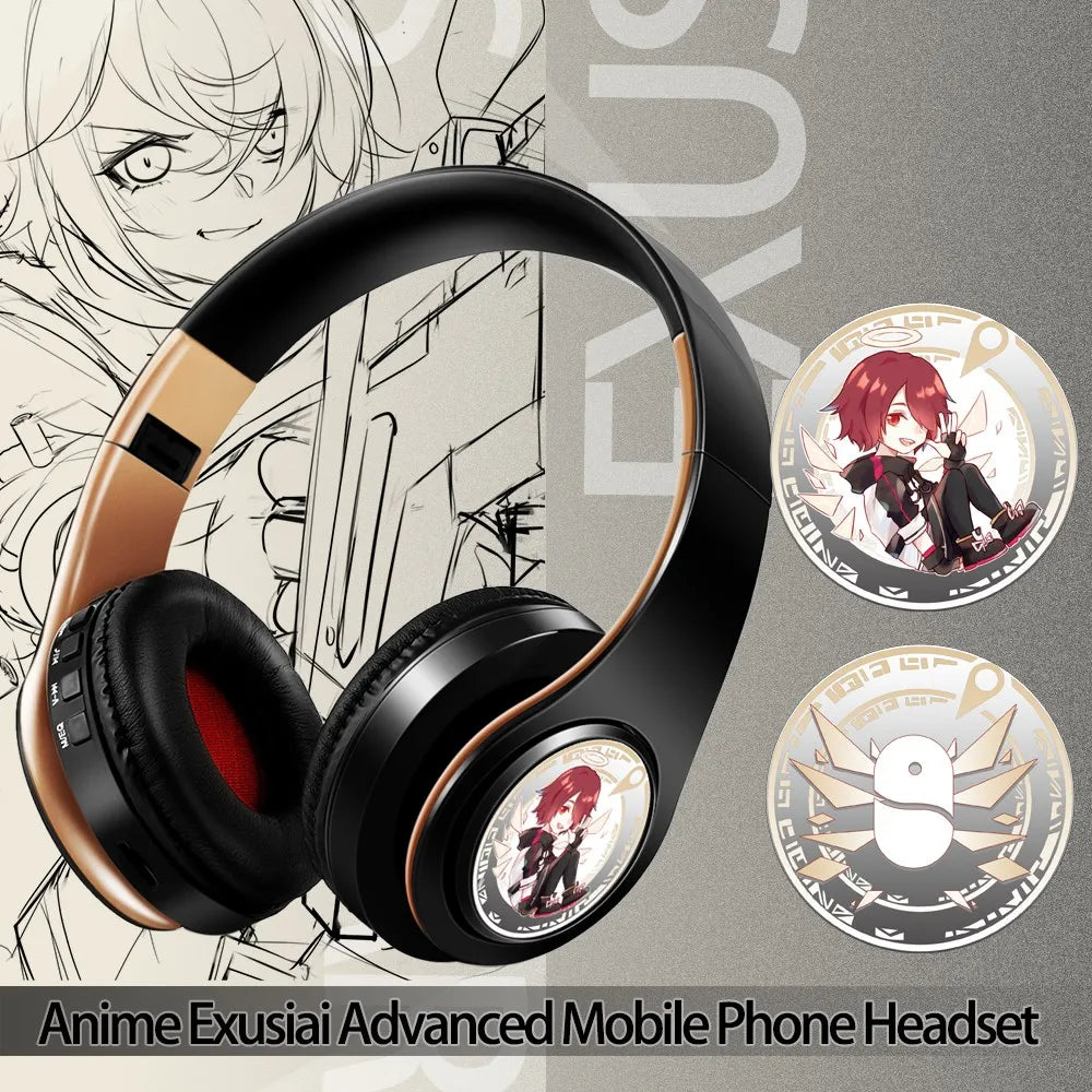 Japan Anime Headphone Demon Slayer Kimetsu No Yaiba Kamado Tanjirou Cosplay Bluetooth Headset Earphone with Mic Support TF Card