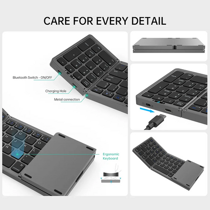 Foldable Wireless Bluetooth Keyboard Rechargeable Folding Keyboard For IPAD Mobile Tablet Notebook Office Mini Wireless keyboard