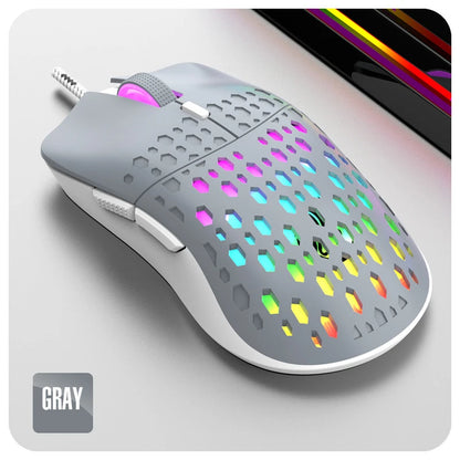 OnePlus G701 Wired 6 Keys Mouse Honeycomb Perforated Colorful Lighting Gaming And Office For Microsoft Windows Apple IOS System