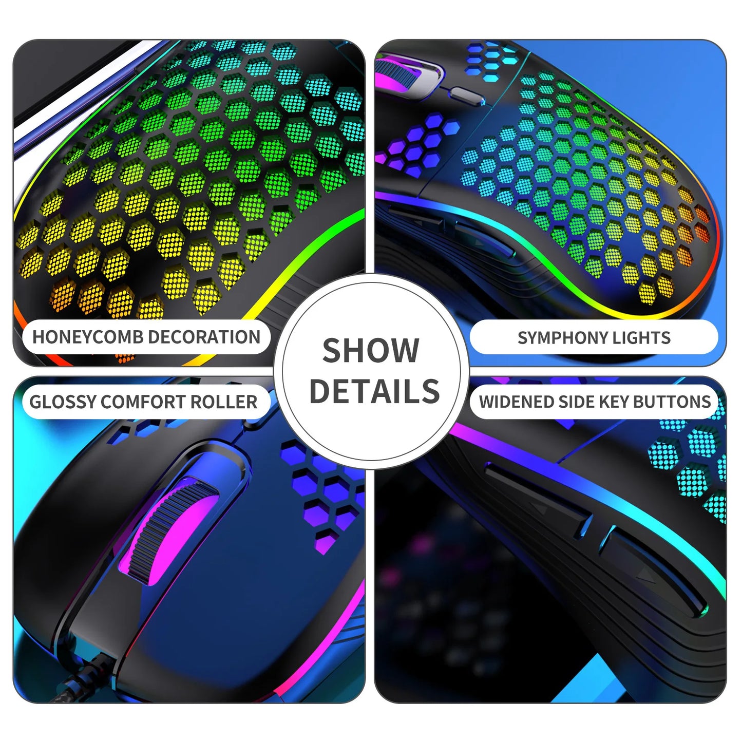 USB Wired Gaming office Mouse Mechanical Mouse USB Illuminated Mouse 7200DPI Adjustable Optical Gaming Mouse for Desktop Laptop