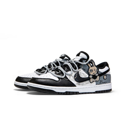 Custom Sneakers Nike Dunk Low Moon Rabbit Panda GS Deconstructed Graffiti Rabbit Patch Fashion Couple Shoes Unisex
