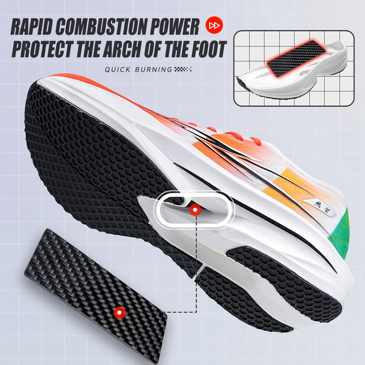 IRUNSVAN Co-Branded Fast Burning 1.0 Carbon Plate Running Shoes for Men's Marathon Training Shock-Absorbing and Breathable
