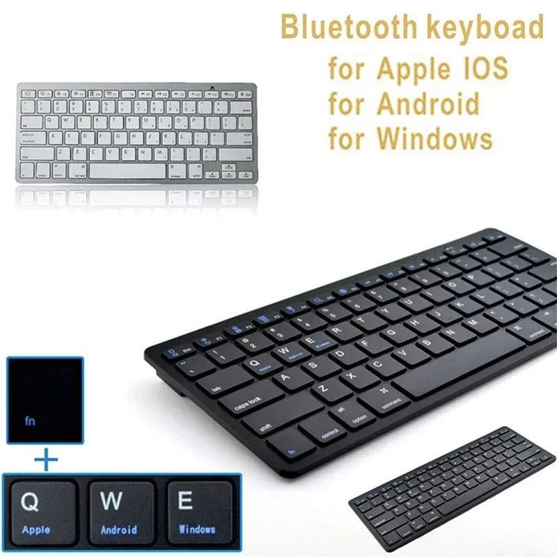 Mini Bluetooth Wireless Keyboard - 78 Keys Portable for PC/Tablet/Smartphone, Compatible with iPad, Compact Design forOffice