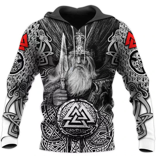 2024 Men's Hoodies Eagle Tattoo Pattern Vikings 3D Printed Fashion Casual Harajuku Hip Hop Autumn and Winter Oversized Sudaderas