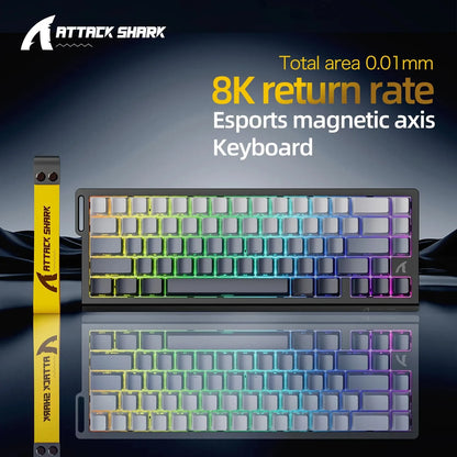 Attack Shark X68 He Gaming Keyboard Magnetic Mechanical Wired for Pro Gaming 0.01mm Rapid Trigg 8000Hz 128K Rate