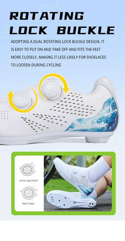 Professional Men's Road Cycling Sneakers, Bike Shoes with SPD MTB Sole, Flat Racing Speed Trail Mountain Bicycle Footwear, Pedal Sports