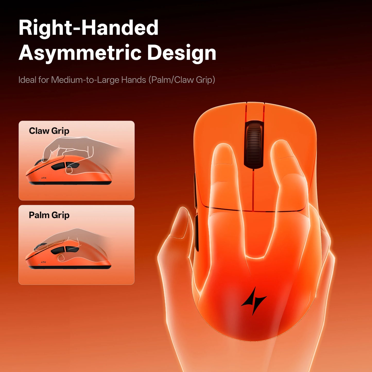 ATK Blazing Sky Z1 V2 Ultimate Wireless Mouse PAW3950 Ultra Dual 8K Gaming Mouse Ergonomic Self Developed Medium Large Hand