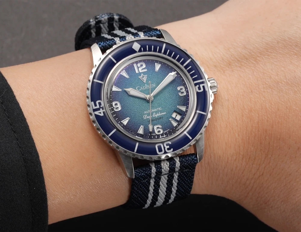CADISEN Deep Explorer MIYOTA 8215 Automatic Mechanical Watch Man Canvas Strap Wristwatch Luxury Luminous Waterproof Watches