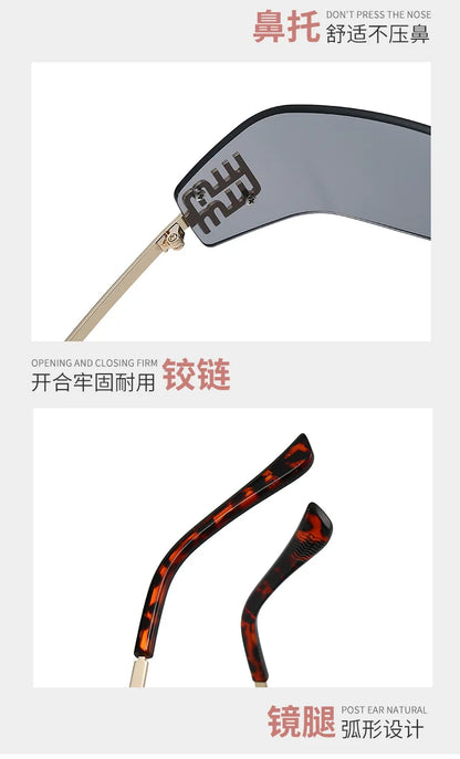 2026 New High End Sunglasses Women Rimless Curved Sun Glasses for Eye Protection and Sunscreen Travelling Hiking Shades Gafas