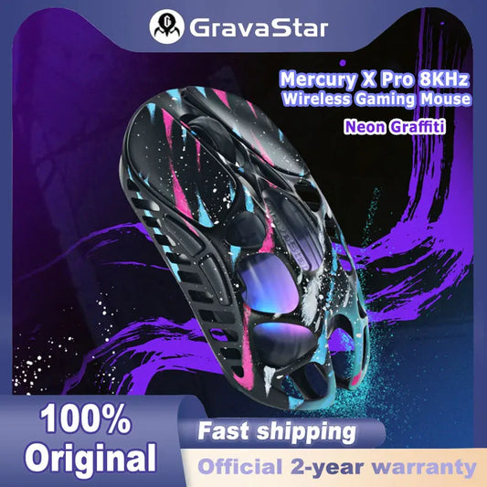 GravaStar Mercury X Pro Tri-Mode Wireless Gaming Mouse, 8K Receiver, Magnesium Alloy Lightweight, Long Battery Life, RGB  Gaming