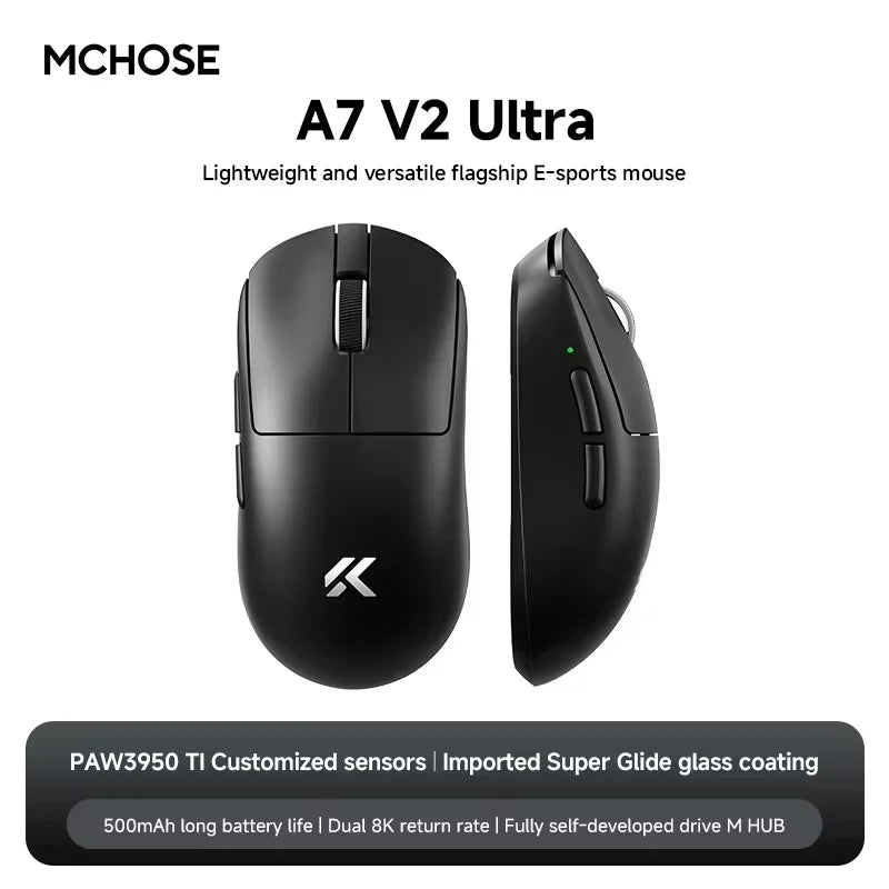 MCHOSE A7 V2 Ultra Wireless Gaming Mouse Pixart3950Ti Flagship Sensor Super 20000FPS for Accurate Tracking Support Web Driver