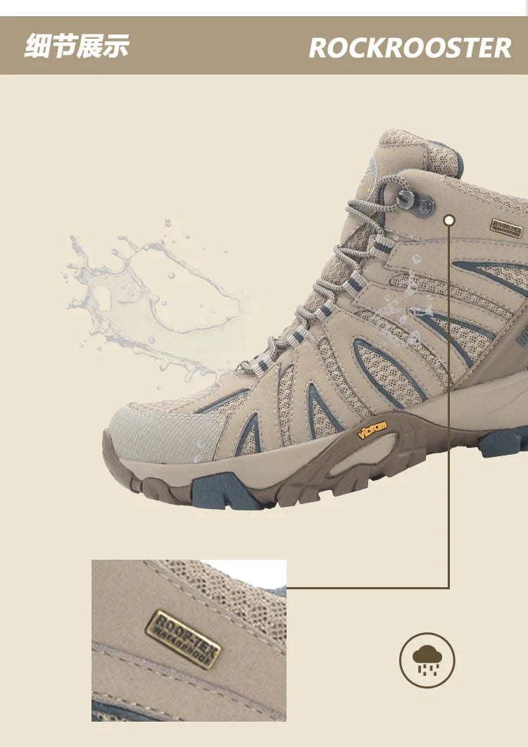 ROCKROOSTER Hiking shoes Men waterproof hunting Boots Tactical Desert Combat Boots trekking Ankle mountian cow Leather Sneakers
