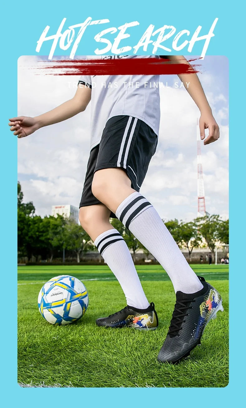 New Men Football Boots Soccer Cleats FG Non-Slip Training Shoes Soccer Shoes Long Spikes Match Ultralight Outdoor Drop Shipping