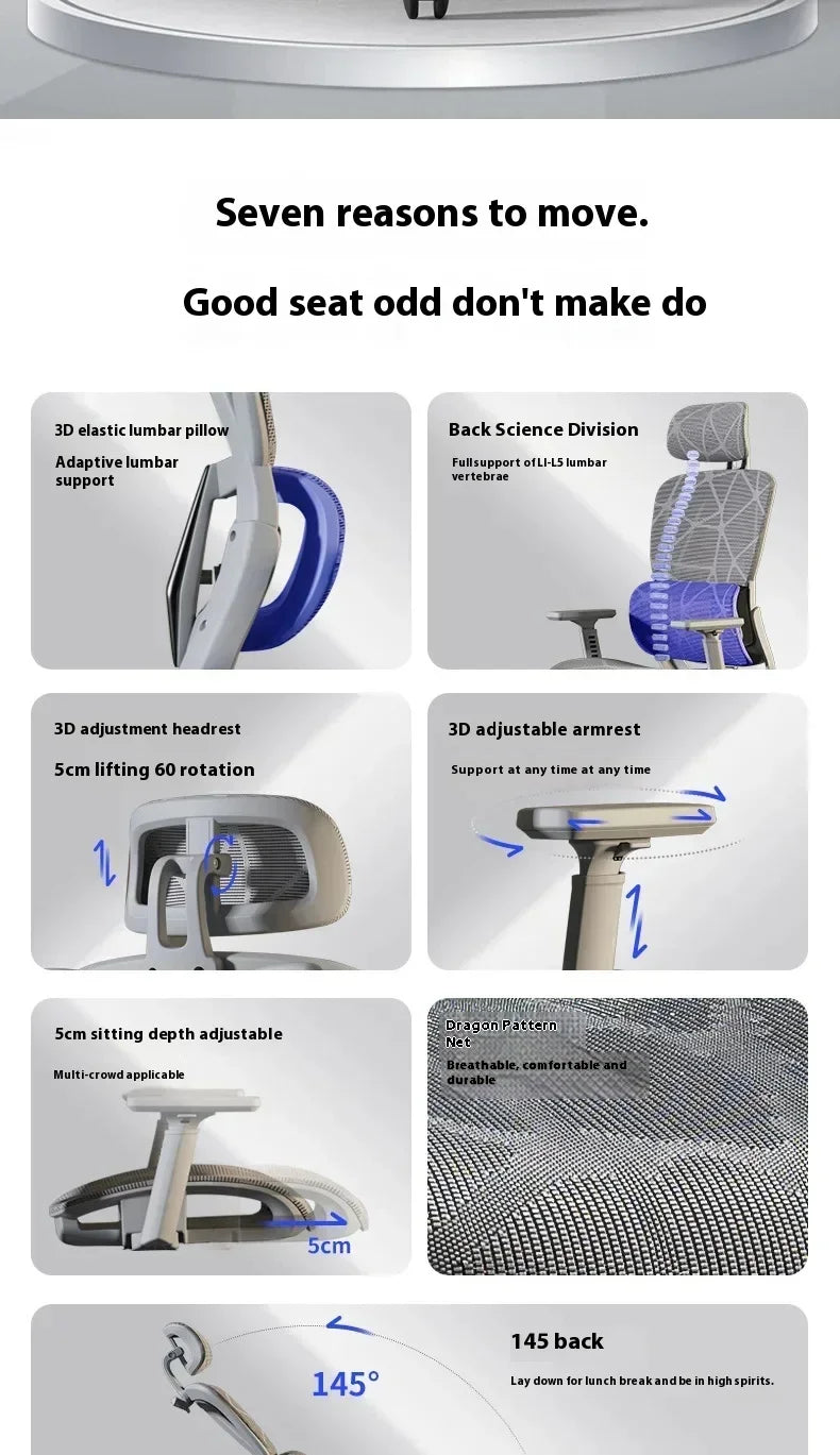 Gaming Chair Office Desk Ergonomic Computer Adjustable Armrests 3D Headrest Chair Lift Chair Back  Can Tilt Back with Foo Pedals
