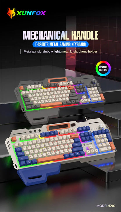 Russian Gaming Keyboard With Russian Layout Spanish Arabic Korean Keyboard Mouse Gamer 104 Keys 100% Layout Wired RGB Light K90