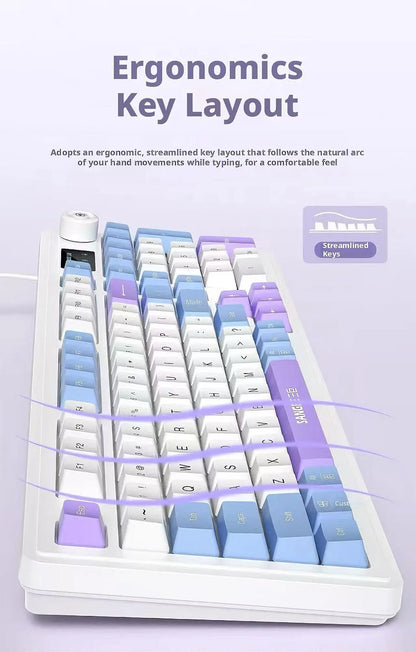 SANGEE Wired 98 Keys Keyboard Mouse Combo with LCD Screen Mechanical Feel RGB Backlit Silent Gaming Office Kit for PC Laptop