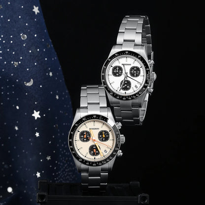 Boderry GOLDACE Titanium Chronograph Watch Mecha-Quartz Movement Luminous Business Wristwatch 100M Waterproof Clock