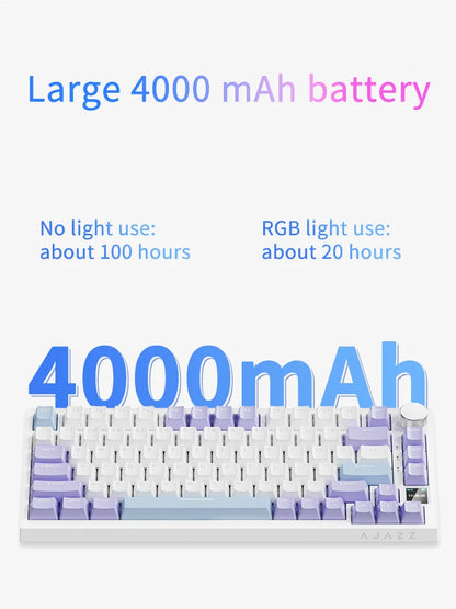 AJAZZ AK820  Mechanical Keyboard 70% Compact Layout/RGB Lighting/Hot-swappable Switches,with Wired,Wireless,and Bluetooth