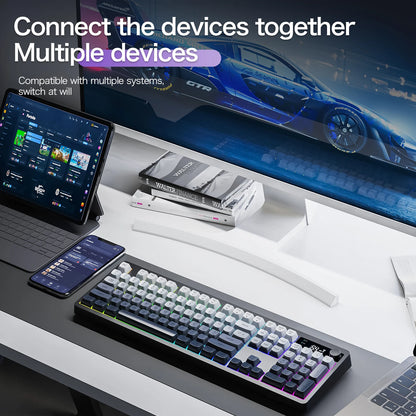 Xunfox TK100 Bluetooth wireless dual-mode keyboard desktop laptop office E-Sports gaming RGB light effect charging robot feel