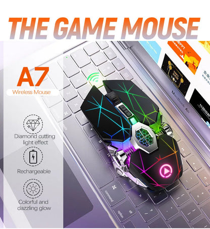 UTHAI A7 Laptop Accessories Rechargeable Wireless Mouse Mute Office Game Water Cooled Light Effect Bluetooth Mouse
