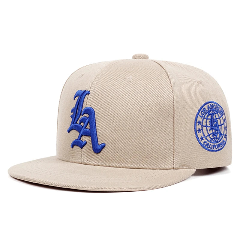 2026 New Fashion Hip Hop Hat LA Letter Side Earth Embroidered Flat Edge Hat Daily Casual Decoration Sunshade Baseball Hat Unisex