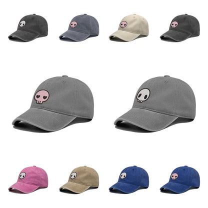 Retro stiliaus išplauta, susidėvėjusi beisbolo kepurė su išsiuvinėtu kaukolės motyvu, „Dad Hat“ stiliaus, vyrams ir moterims, kasdieninė, reguliuojama, lauko kepurė nuo saulės 260617